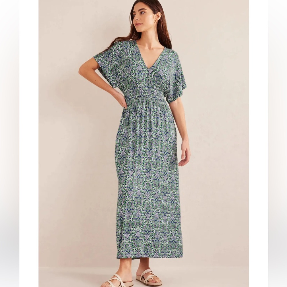 Boden Blue and Green Patterned Maxi Dress